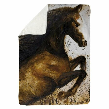 BEGIN HOME DECOR 60 x 80 in. Horse Rushing Into The Dust-Sherpa Fleece Blanket 5545-6080-AN91